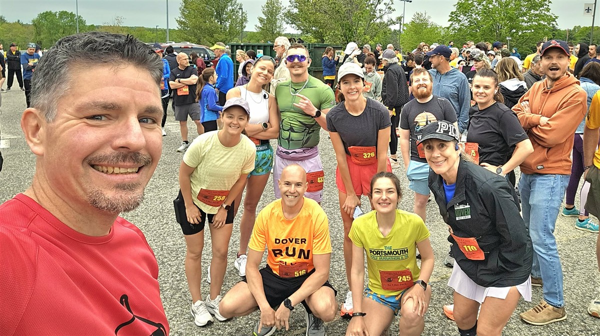 Dover Run Club members at the Captain Jack Casey 5K start line